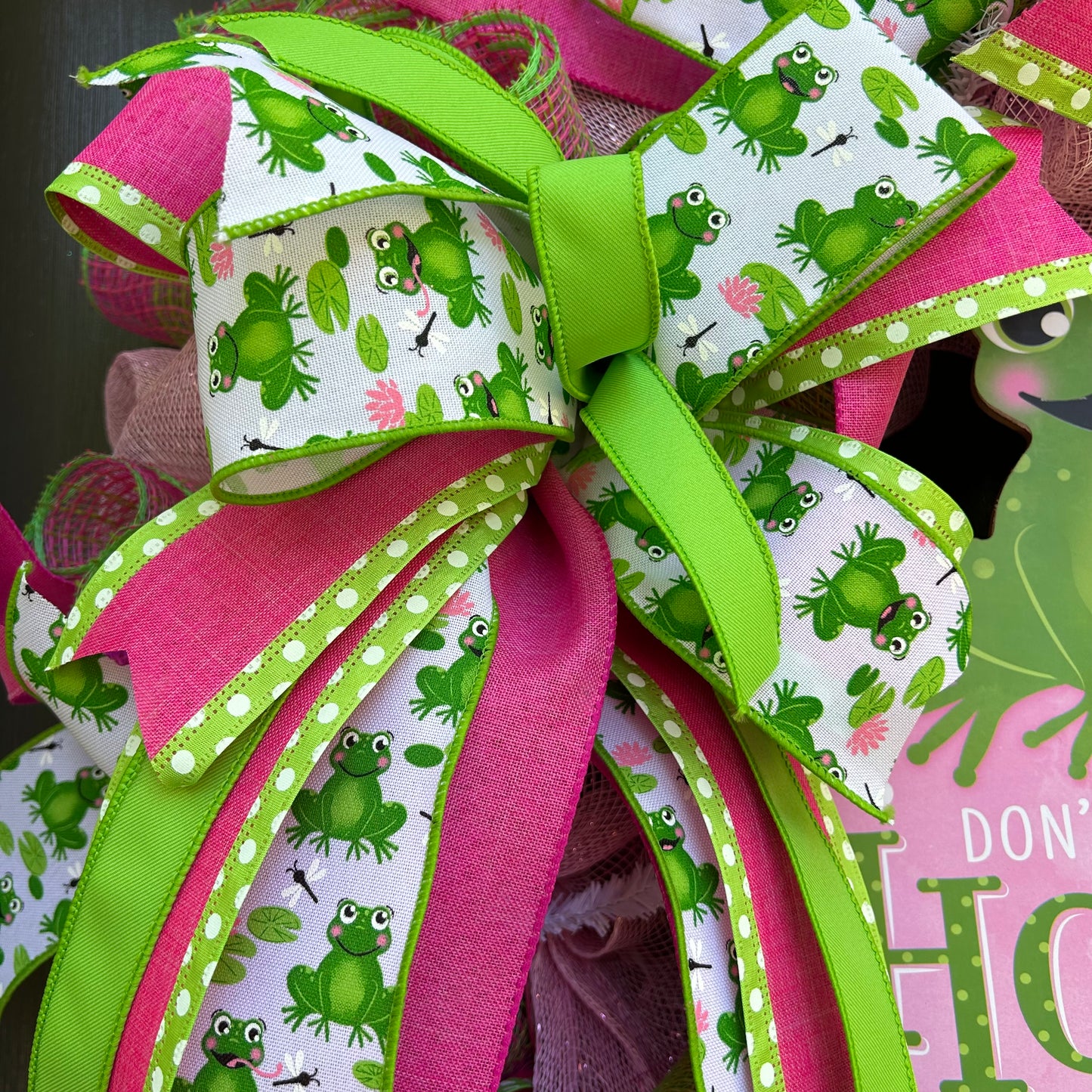 Spring Summer Frog Wreath Don’t Worry Be Hoppy