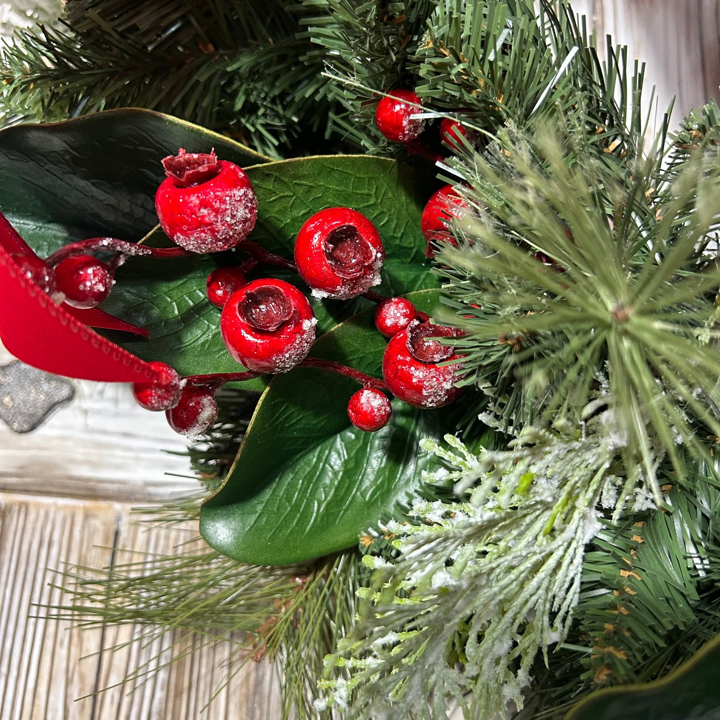 Traditional Christmas Wreath With Lighted Church