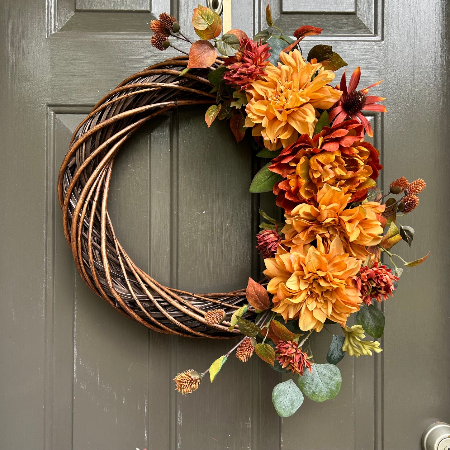 Deluxe Fall Floral Rattan Wreath