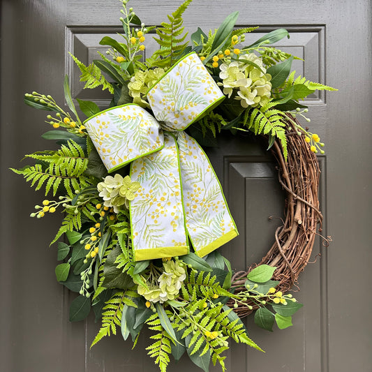 Large Spring and Summer Wreath (Hydrangeas and Mimosa Flowers)