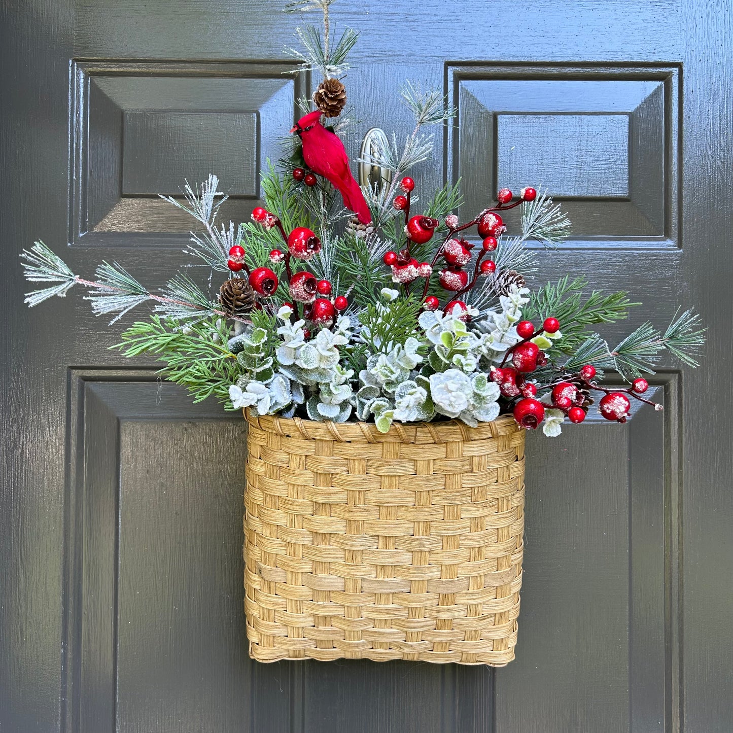 Cardinal Door Hanger Winter Cardinal Wreath For Front Door