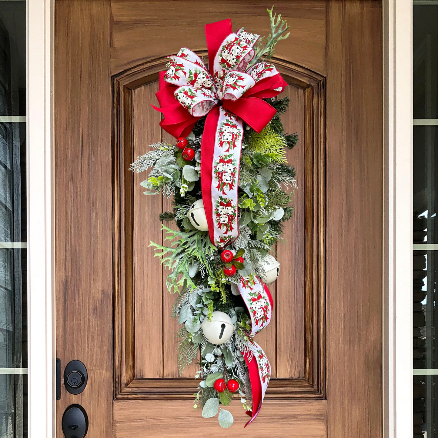 Traditional Christmas Swag For Front Door Jingle Bell Swag