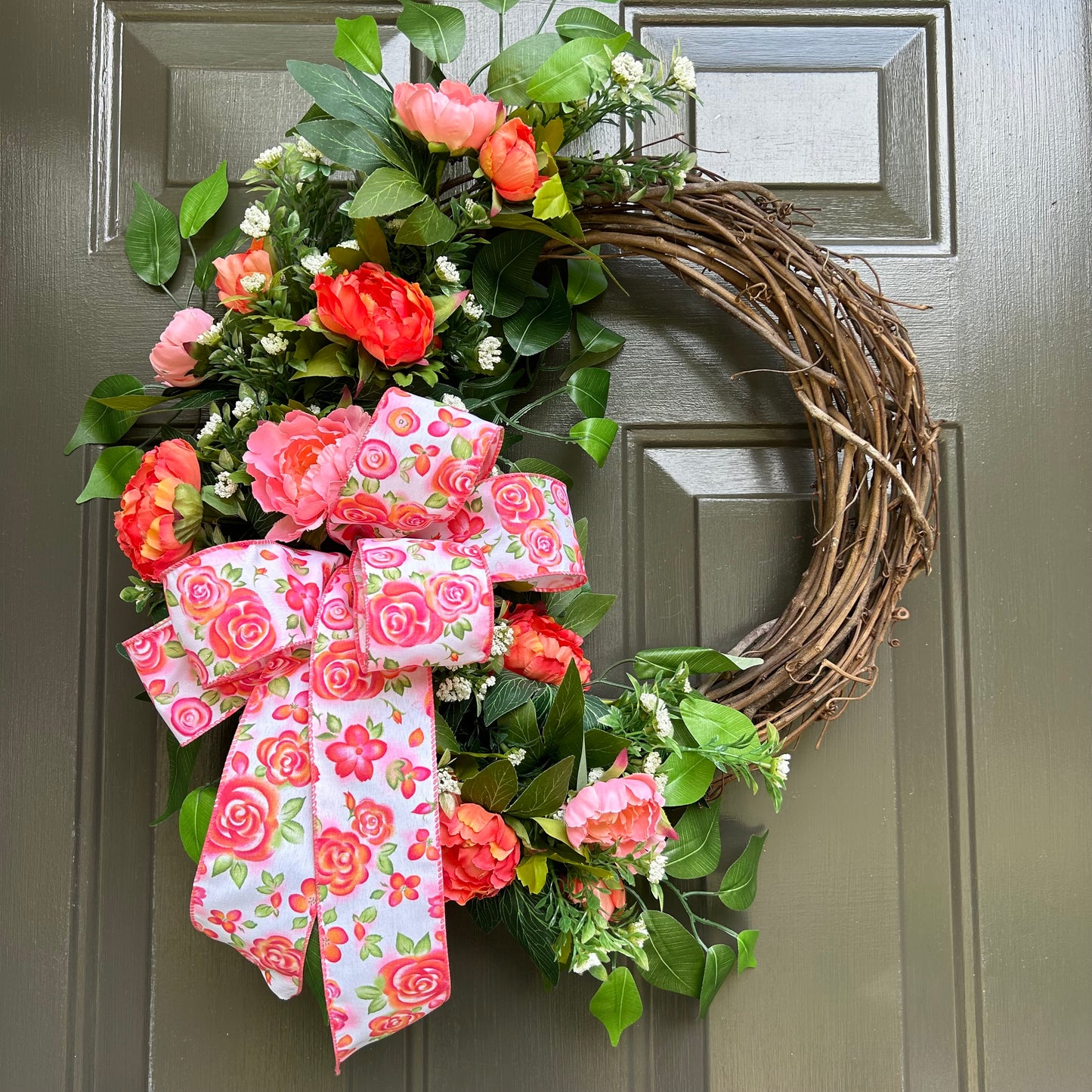 Spring Summer Peony Wreath