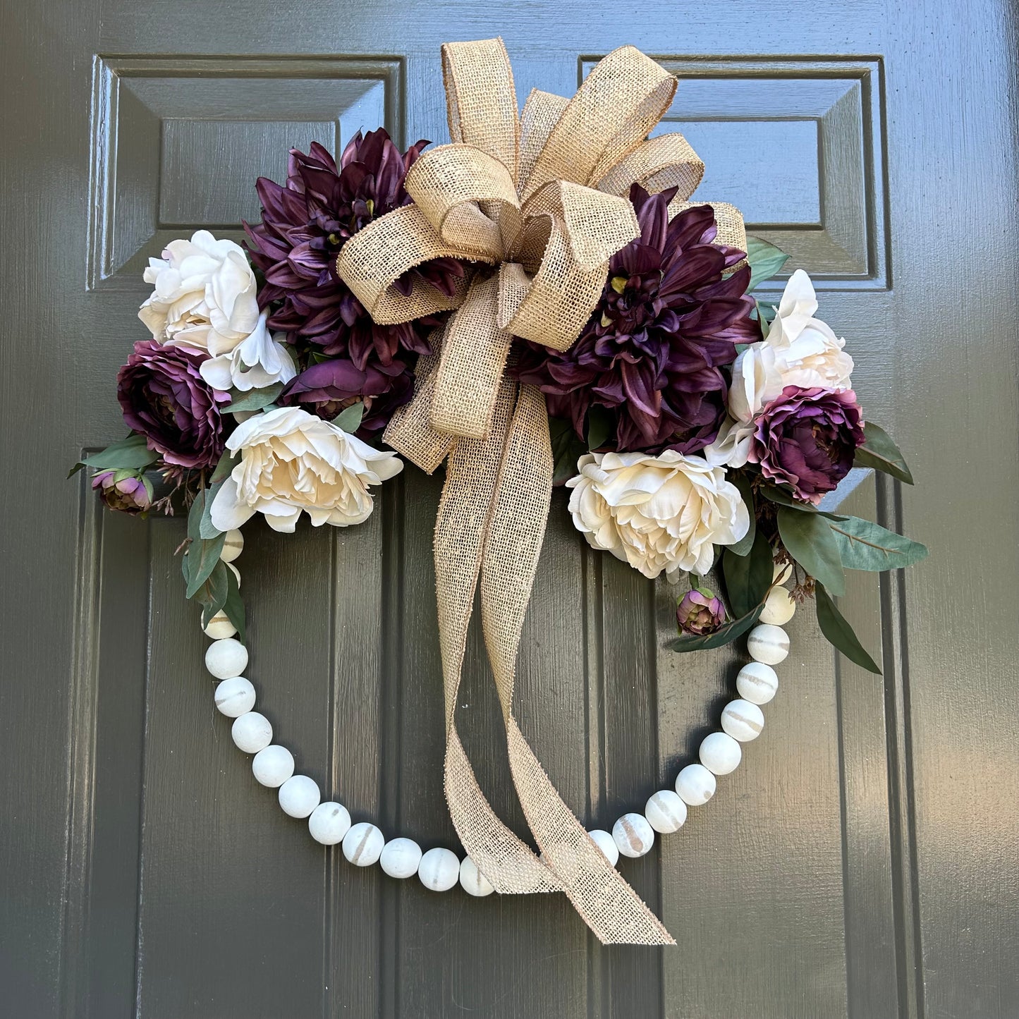 Modern Farmhouse Wood Bead Wreath