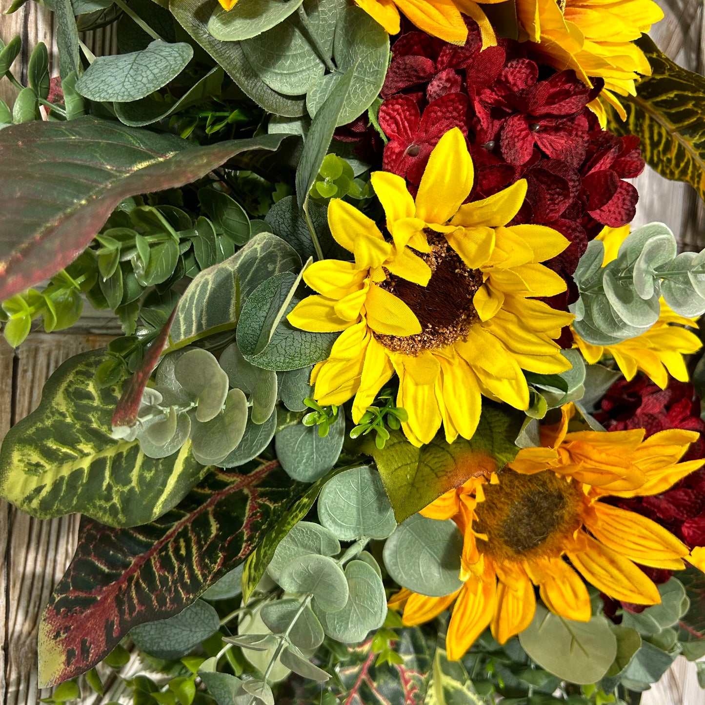 Large Sunflower and Hydrangea Wreath Fall Sunflower Wreath