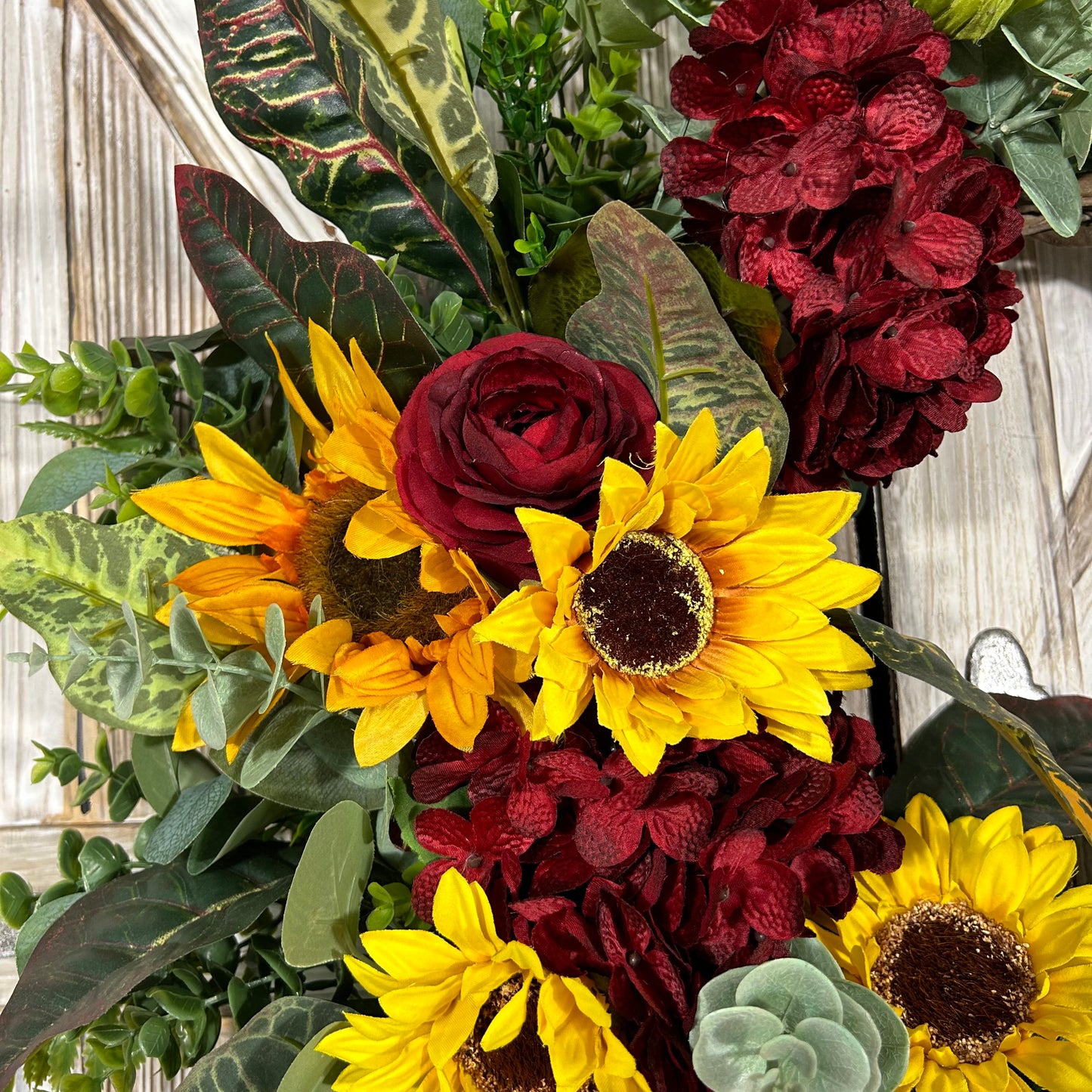 Large Sunflower and Hydrangea Wreath Fall Sunflower Wreath