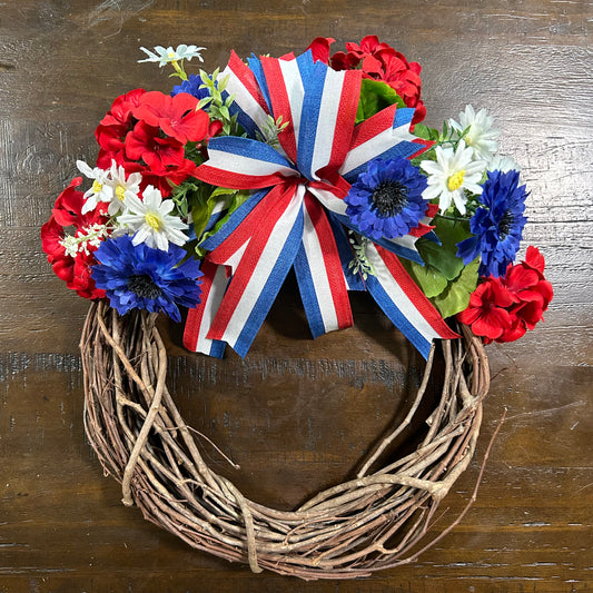 Small Patriotic Faux Floral Wreath