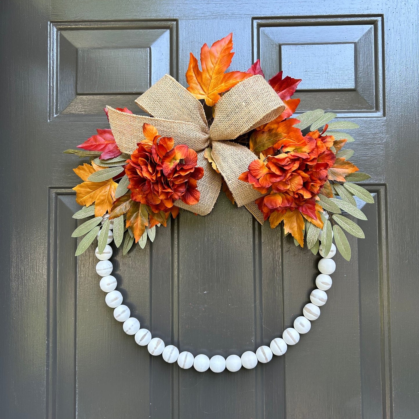 Wooden Bead Wreath For Fall